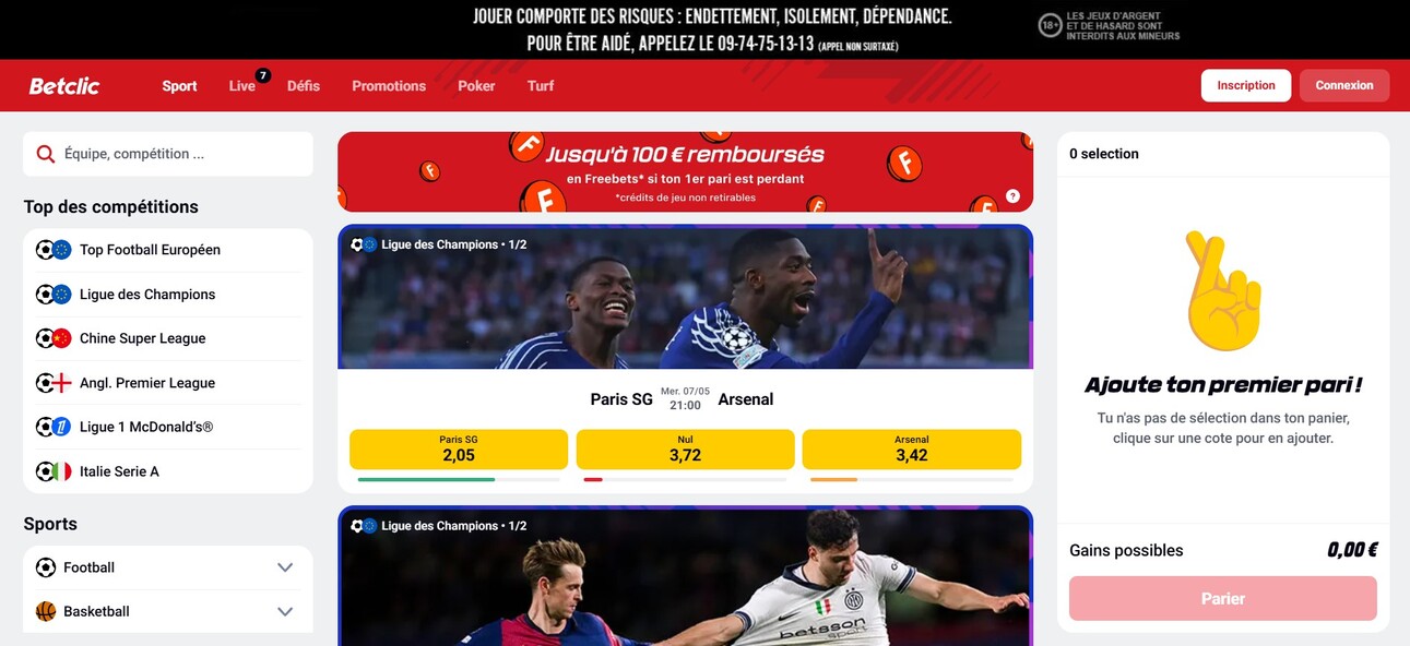 Betclic Homepage