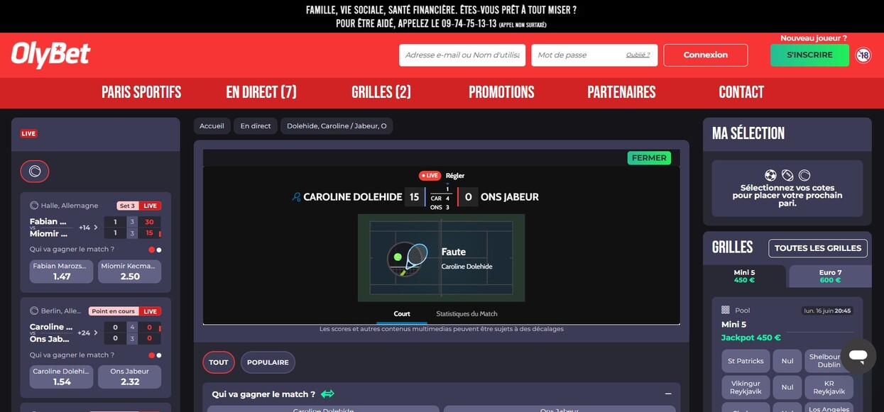 En direct Olybet