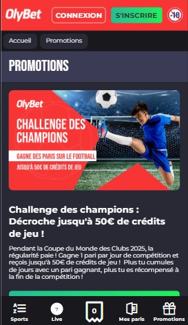 Promotions Olybet mobile