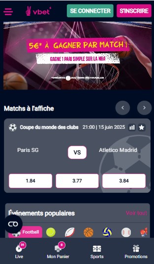 VBet Homepage France