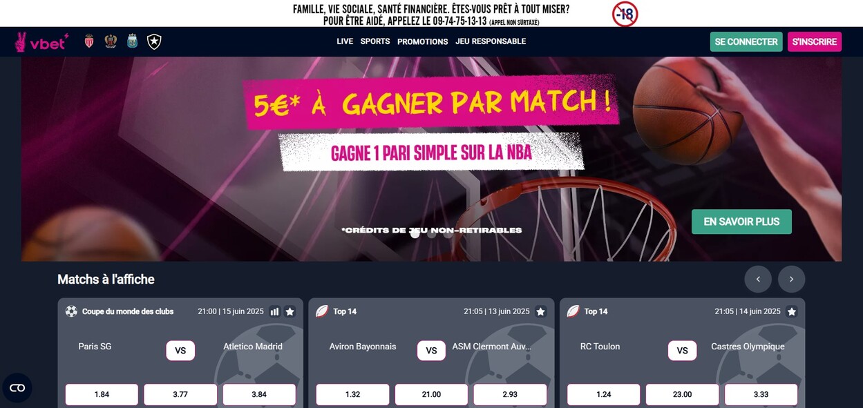 VBet Homepage France