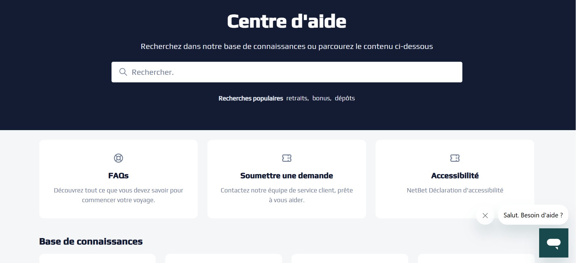 Centre d'aide Netbet France
