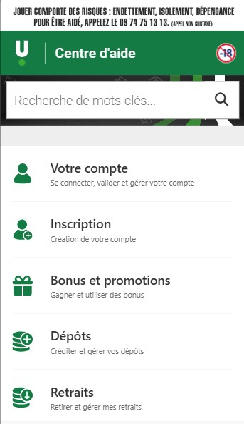 Centre d'aide Unibet