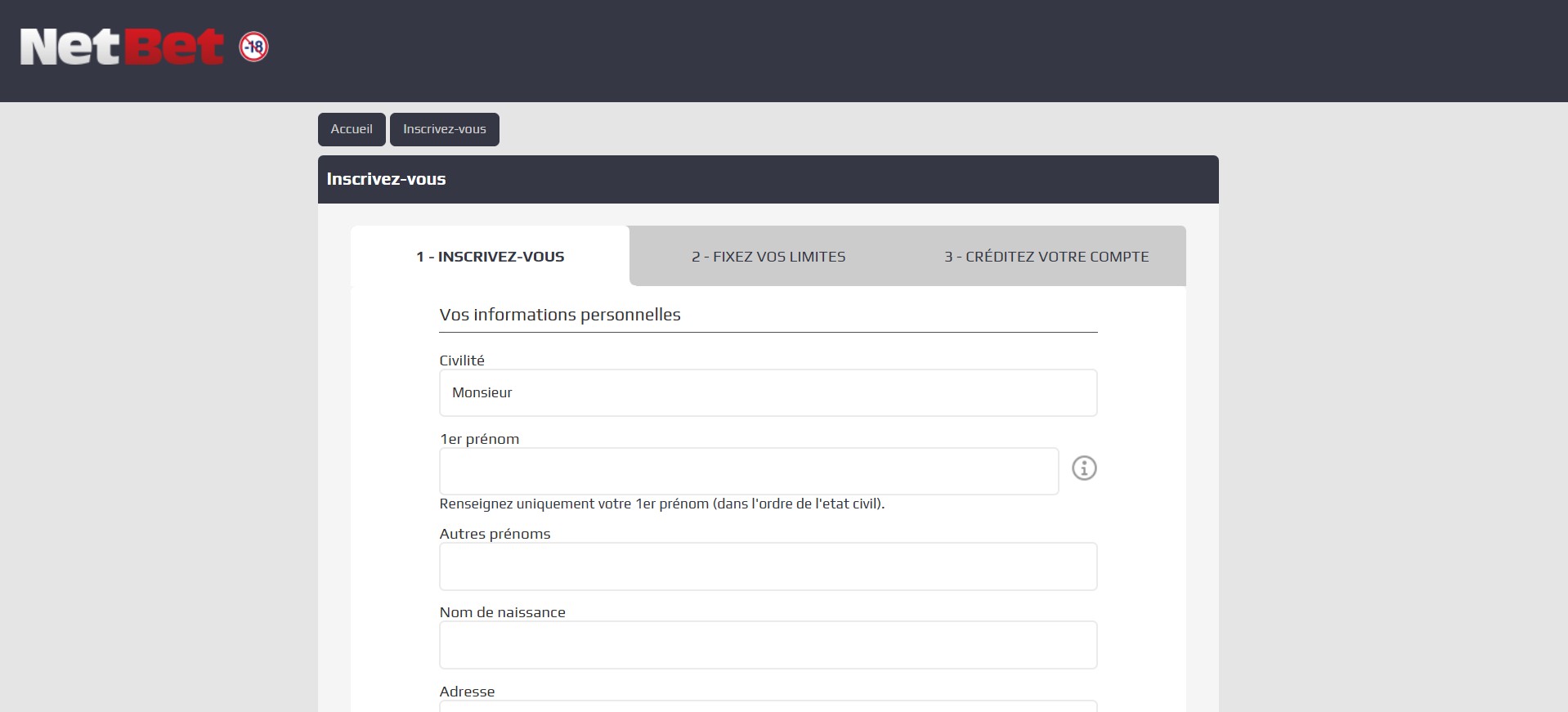 Inscription Netbet France