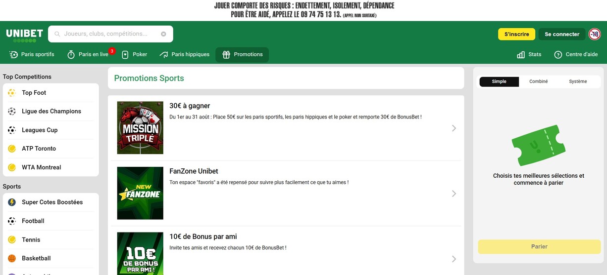 Unibet Promotions France