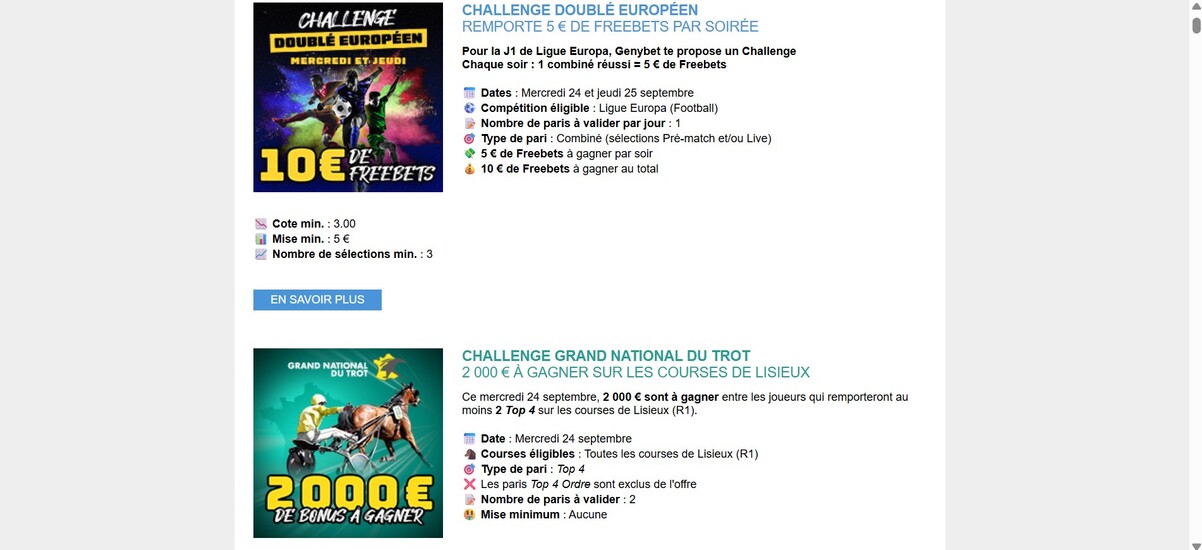 Genybet Sports France Promotions