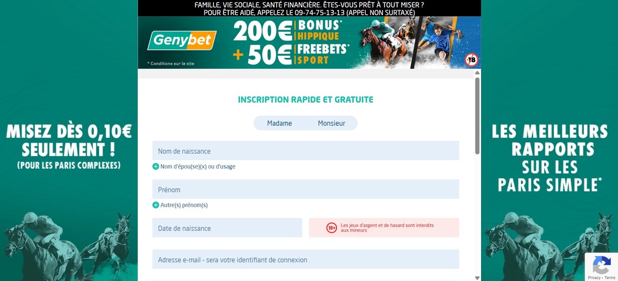 Inscription Genybet Sports Franc