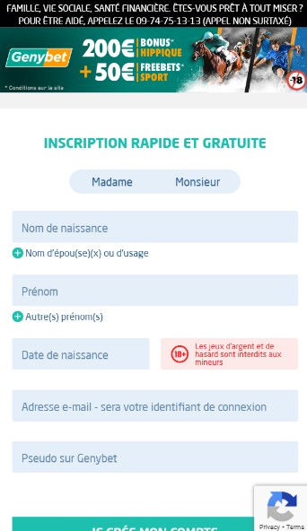 Inscription Genybet Sports France