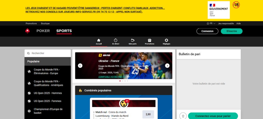 Inscription Pokerstars France Sport Étape1