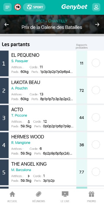 Paris en direct Genybet Sports France