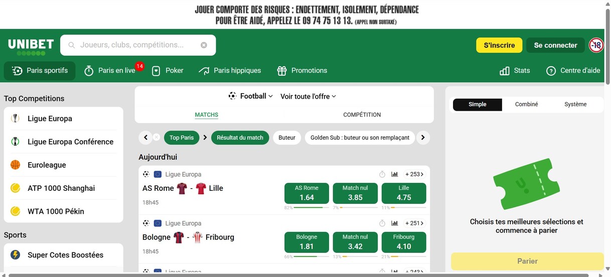Unibet Sport France Page Principale