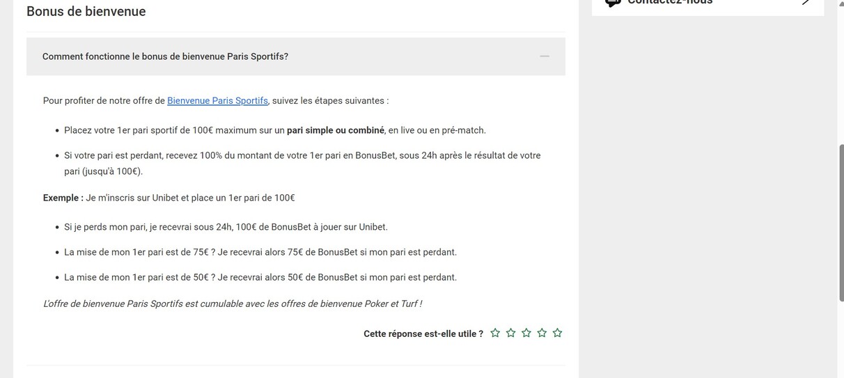 Bonus de bienvenue Unibet France