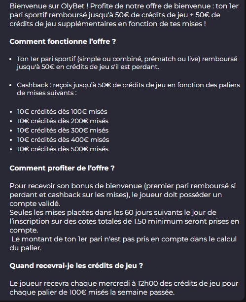 Bonus Olybet France Conditions