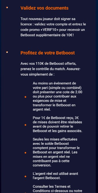 Conditions Bonus 10⏠Betsson France mobile