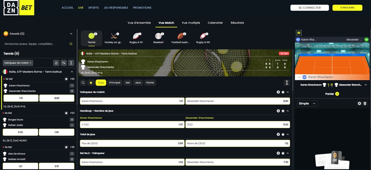 DAZNBet Sports France Live betting pc